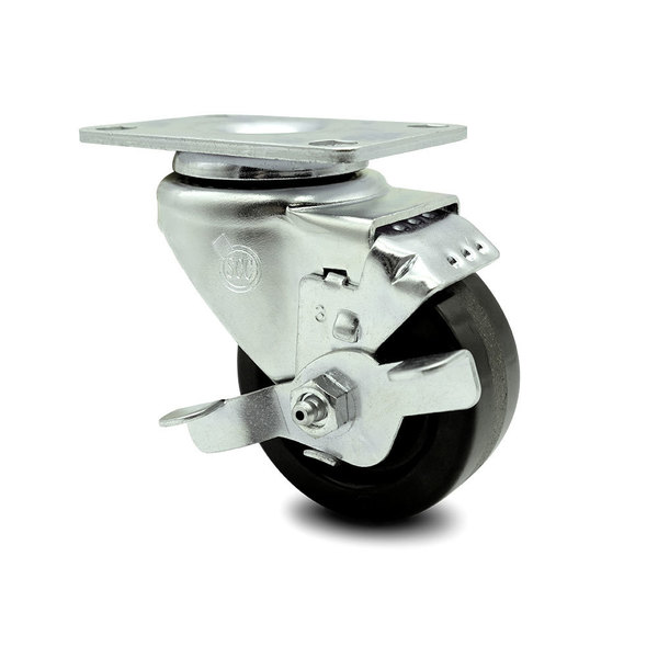 Service Caster 3 Inch Phenolic Wheel Swivel Top Plate Caster with Brake SCC-20S314-PHS-TLB
